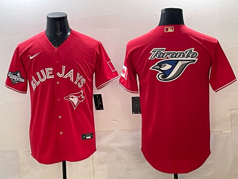 Men 2025 Toronto Blue Jays Blank Red Game Nike MLB Jersey style 07